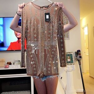 Brown sequined romper